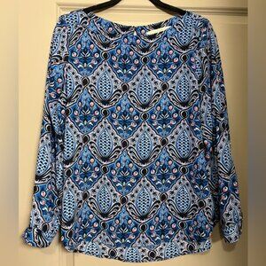 LOFT Long Sleeve Boatneck Button Cuff Blouse - Size Medium Petite